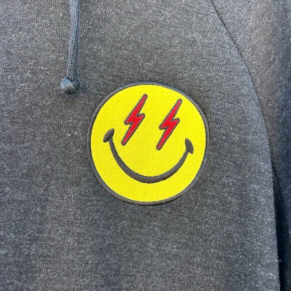 Aviator Nation Black Pullover Hoodie Smiley Bolt Eyes Zipper Pockets XXL 2X - Picture 6 of 9